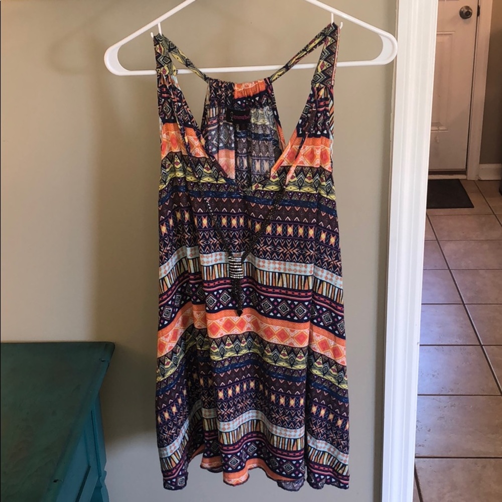 Colorful Tank With Built In Necklace